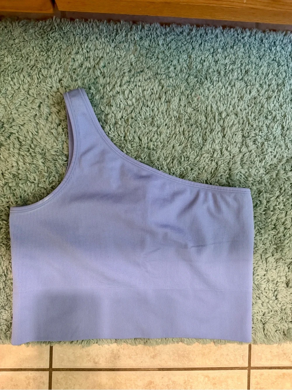 Athleta One Shoulder Ribbed Sports Bra Crop Tank Lavender Large